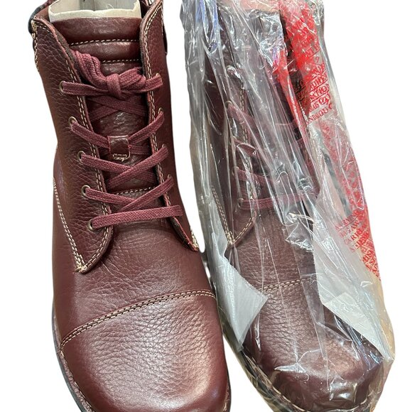 Clarks Shoes - Clarks Leather Booties - Burgundy